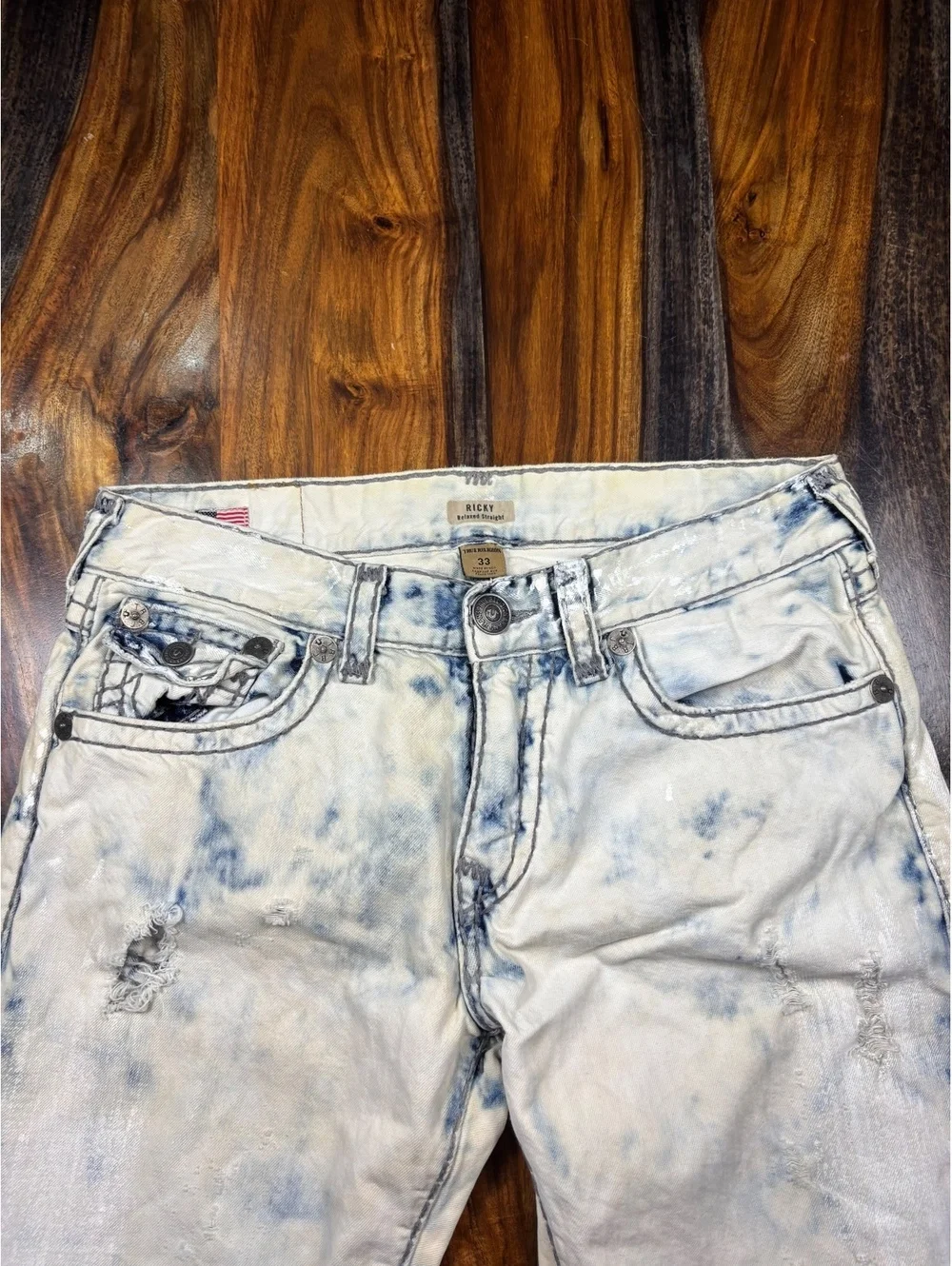 True Religion Y2K Ricky Relaxed Straight Bleached Wash Jeans